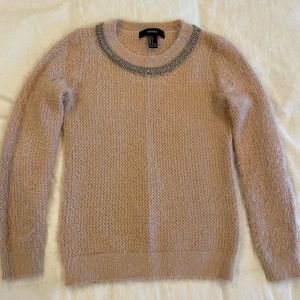 Embellished neckline detail sweater.